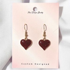 ❤️18K Gold Deep Red Heart Earrings❤️